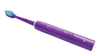 Purple electric toothbrush on checkered background