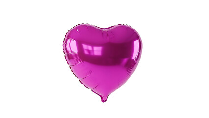 Purple heart-shaped foil balloon on transparent background