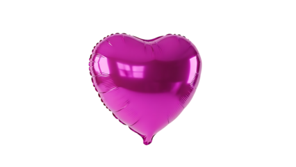 Purple heart-shaped foil balloon on transparent background