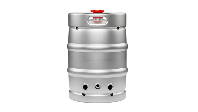 Silver keg with red handle on transparent background - Powered by Adobe