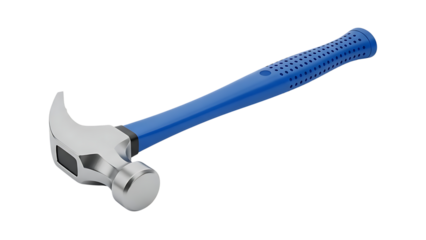 Blue Hammer on Checkered Background