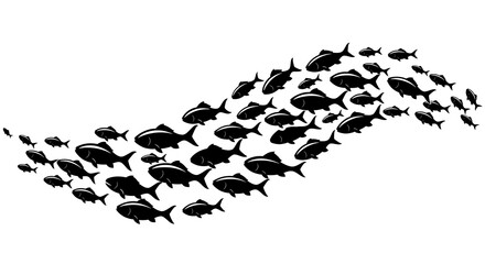 群れの躍動：モノクロの魚たち