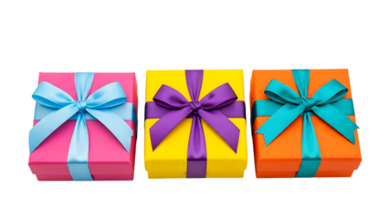 Three Colorful Gift Boxes with Bows