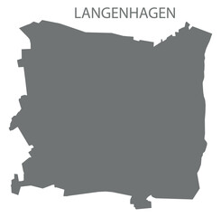 Langenhagen city map with boroughs grey illustration silhouette shape