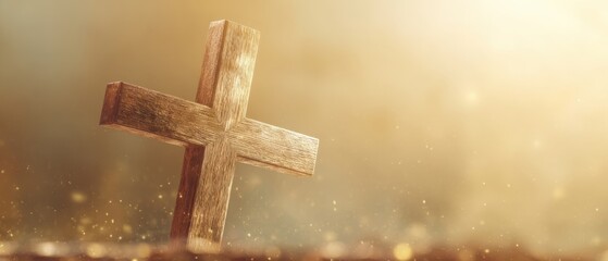 The Cross Standing in Warm Golden Light with Bokeh and Soft Rays