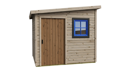 Small Wooden Shed with Blue Window