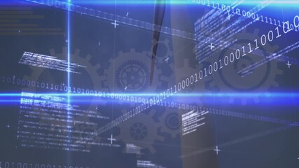 Animation of data processing over wind turbine - Powered by Adobe