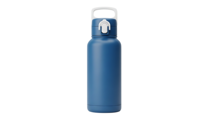 Blue Water Bottle with Straw Lid