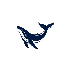 Obraz premium Stylized dark blue whale illustration, a minimal graphic design element, perfect for logo, icon, or marine concept
