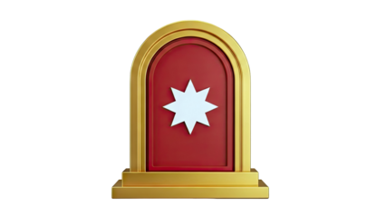 Golden Archway with Red Panel and White Star Emblem