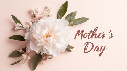 Mother&rsquo;s Day Floral Greeting Card with Peony and Elegant Typography