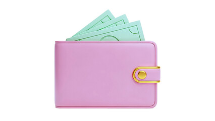 Pink Wallet with Green Banknotes