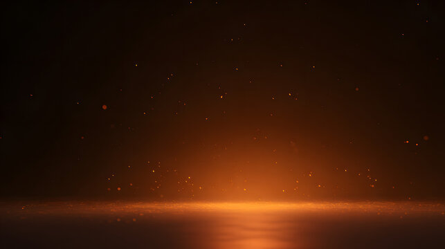 Orange and black background with subtle glowing orange particles in minimalist futuristic style