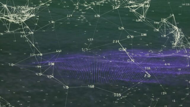 Animation of network of connections with icons over caucasian man wearing vr headset