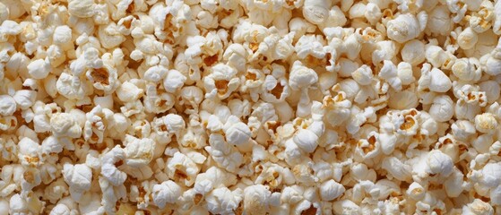 The Popcorn Closeup Overhead View of Buttery Movie Snack Texture and Abundance