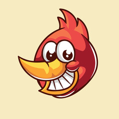 Obraz premium Woodpacker Head Funny Cartoon Character