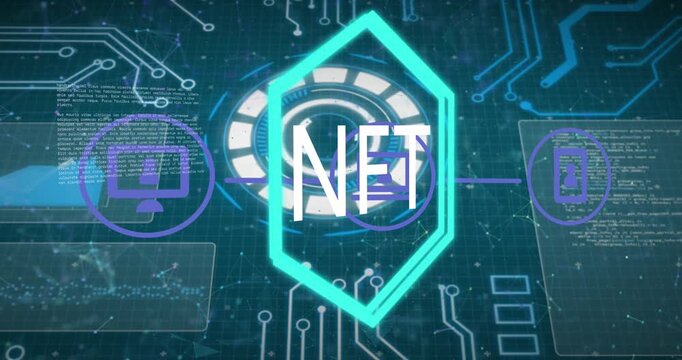 Animation of digital interface with scan scoping over dark background