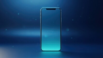 Sleek smartphone display mockup on a vibrant blue gradient background with copy space