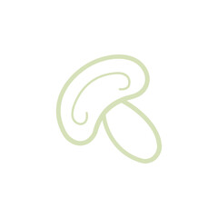 Obraz premium Cute mushroom icon in hand drawn outline style. Perfect for food packaging, labels, stickers and healthy design projects. Simple and minimal fungi illustration.