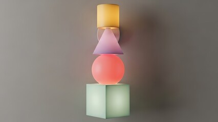Geometric Sconce With Translucent Shapes And Soft Lighting abstract background