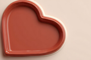 Valentine chocolate heart frame in red brown and white tones with simple romantic 3d background