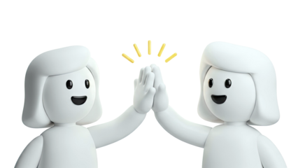 Two 3D figures giving a high five