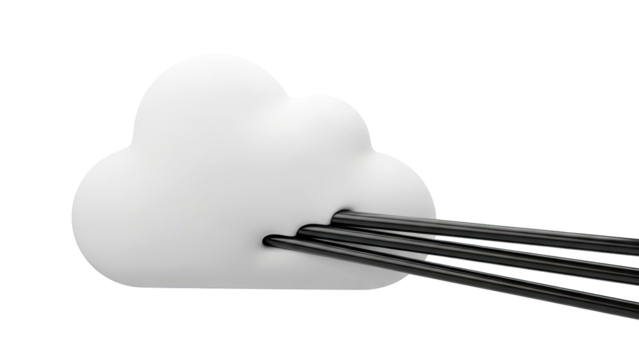 White Cloud Symbol with Black Cables - Powered by Adobe
