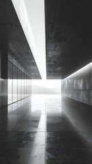 Modern architectural interior with a bright, open end-of-hall vista