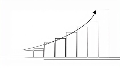 Hand-drawn bar chart with rising arrow, symbolizing growth, success, and upward trends.