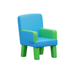 A blue and green chair on transparent background