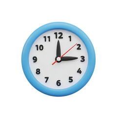 A blue and white clock on transparent background showing time passing