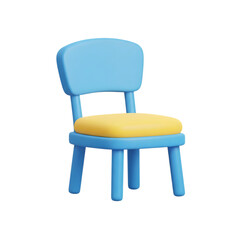 A blue chair with a yellow seat on transparent background