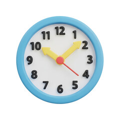 A colorful clock with a blue border on transparent background