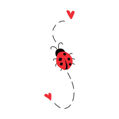 Cute ladybug. Vector illustration in doodle style. Isolate on a white background.