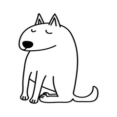 Single hand drawn cute dog. Vector illustration in doodle style. Isolate on a white background.