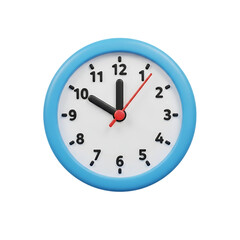 A blue and white clock on transparent background showing time