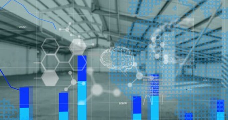 Animation of statistical and medical data processing against empty warehouse - Powered by Adobe