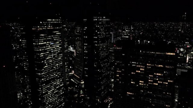 Night in Tokyo : Various Window Lights of the City's Skyscrapers Reflect the City's Brilliance  |  Shinjuku Skyscrapers Area, Tokyo, Japan