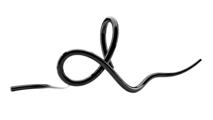 Shiny black flexible tube in a graceful curve