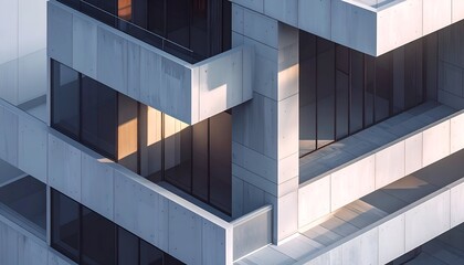 Abstract architectural close-up showing windows and concrete