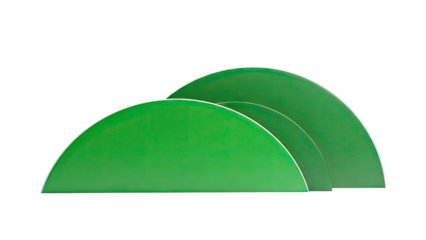 Three green arched shapes against a white background