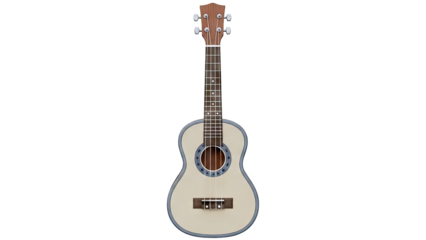 Ukulele with Light Beige Body and Wooden Neck