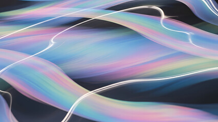 Iridescent Wavy Lines in Blue Pink and Purple
