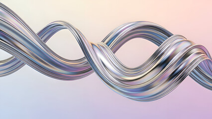 Shiny Metallic Helix Structure on Gradient Background