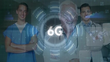 Using 6G technology concept, medical professionals collaborating in hospital setting - Powered by Adobe