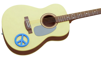 Acoustic Guitar with Peace Sign Decoration