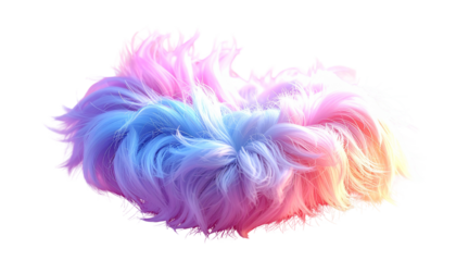 A colorful, fluffy, cloud-like object with gradients of soft colors