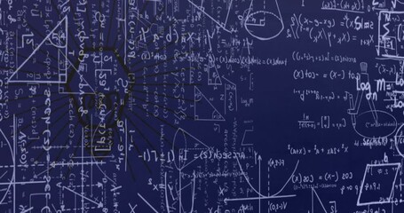 Animation of mathematical equations over lightbulb - Powered by Adobe