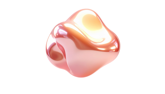 Shiny, abstract, amorphous shape floats against a black background - Powered by Adobe