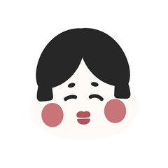 おかめ、おたふくの手描きイラスト